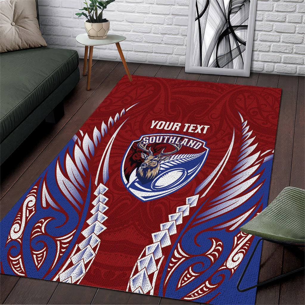 Southland 2026 Rugby Custom Area Rug NZ Maori Silver Fern