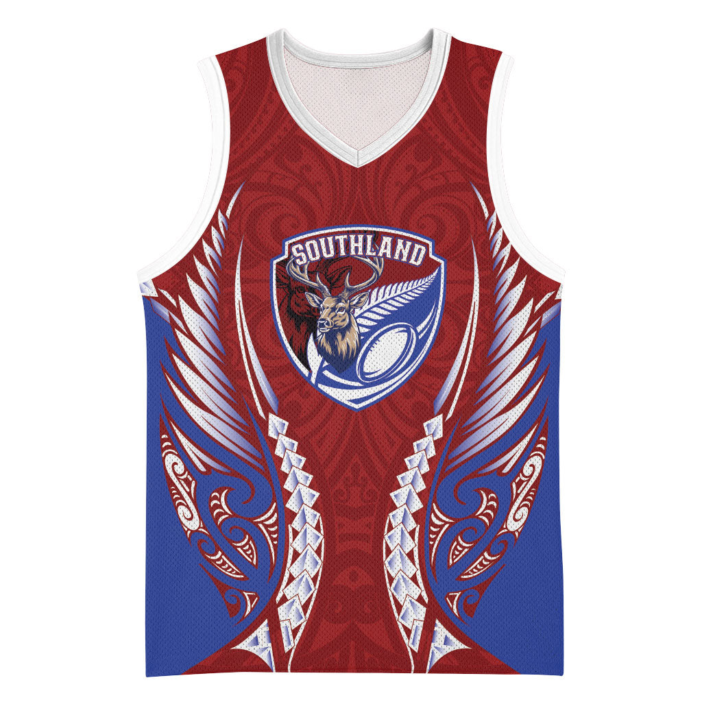 Southland 2026 Rugby Custom Basketball Jersey NZ Maori Silver Fern LT14 Unisex Maroon - Polynesian Pride