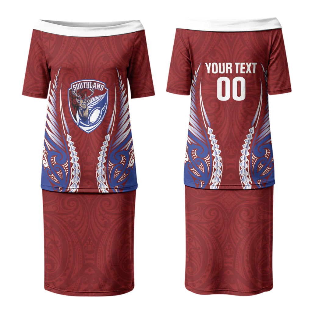 Southland 2026 Rugby Custom Couples Matching Puletasi and Long Sleeve Button Shirt NZ Maori Silver Fern LT14 - Polynesian Pride