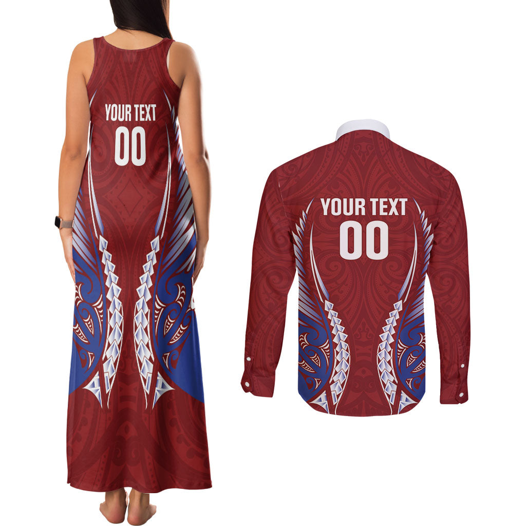 Southland 2026 Rugby Custom Couples Matching Tank Maxi Dress and Long Sleeve Button Shirt NZ Maori Silver Fern LT14 - Polynesian Pride