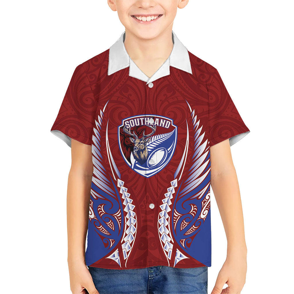 Southland 2026 Rugby Custom Family Matching Mermaid Dress and Hawaiian Shirt NZ Maori Silver Fern LT14 Son's Shirt Maroon - Polynesian Pride