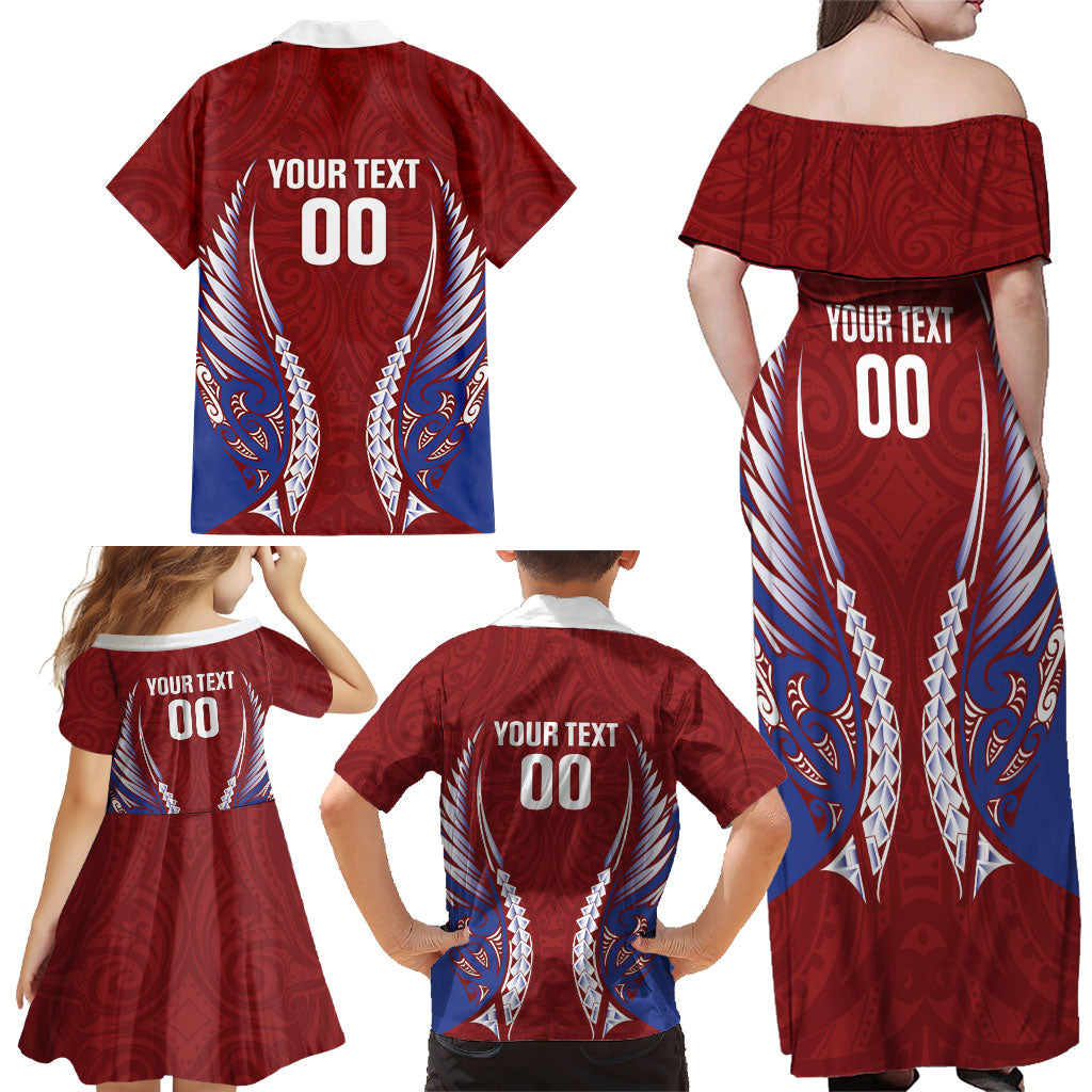 Southland 2026 Rugby Custom Family Matching Off Shoulder Maxi Dress and Hawaiian Shirt NZ Maori Silver Fern LT14 - Polynesian Pride