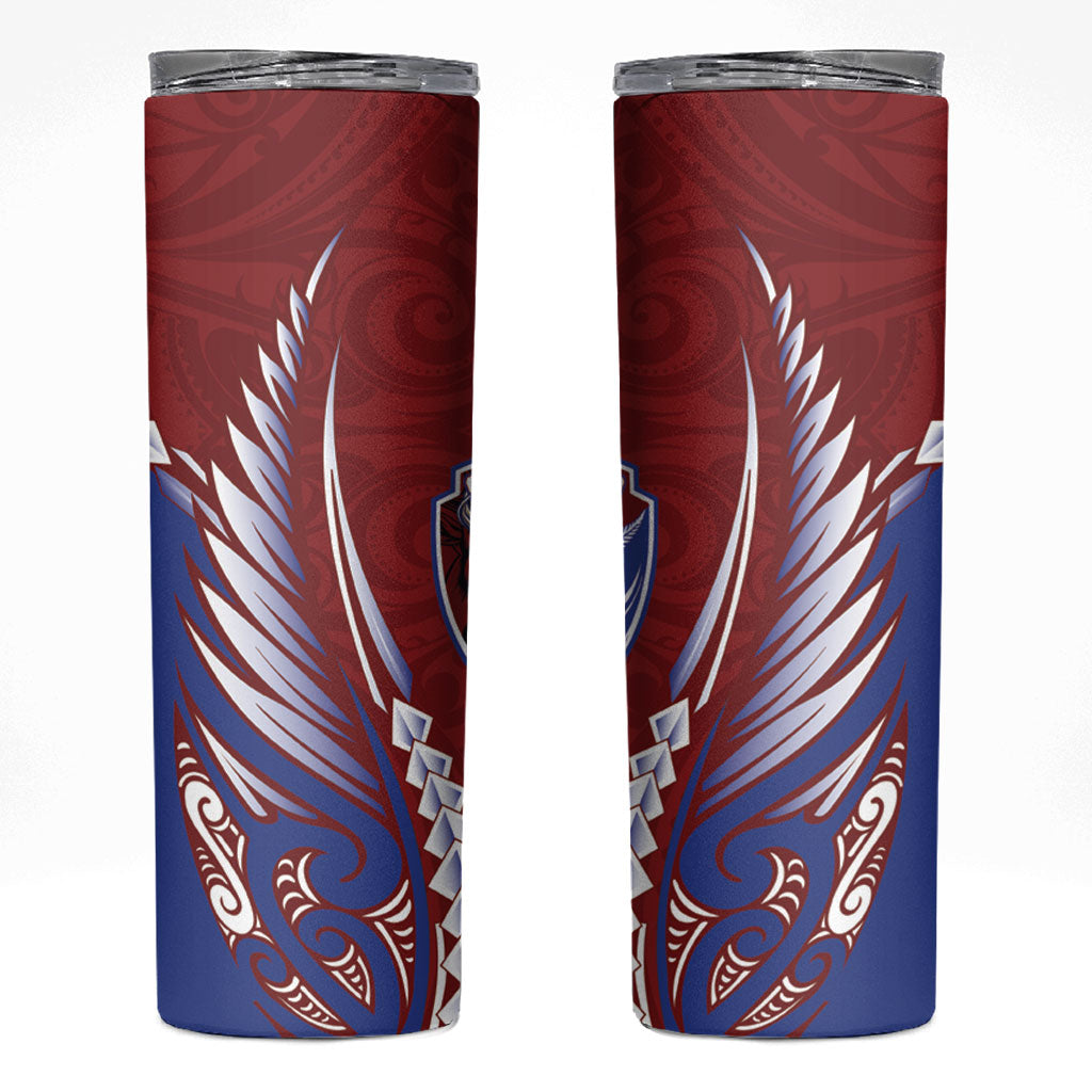 Southland 2026 Rugby Custom Skinny Tumbler NZ Maori Silver Fern LT14 Maroon - Polynesian Pride
