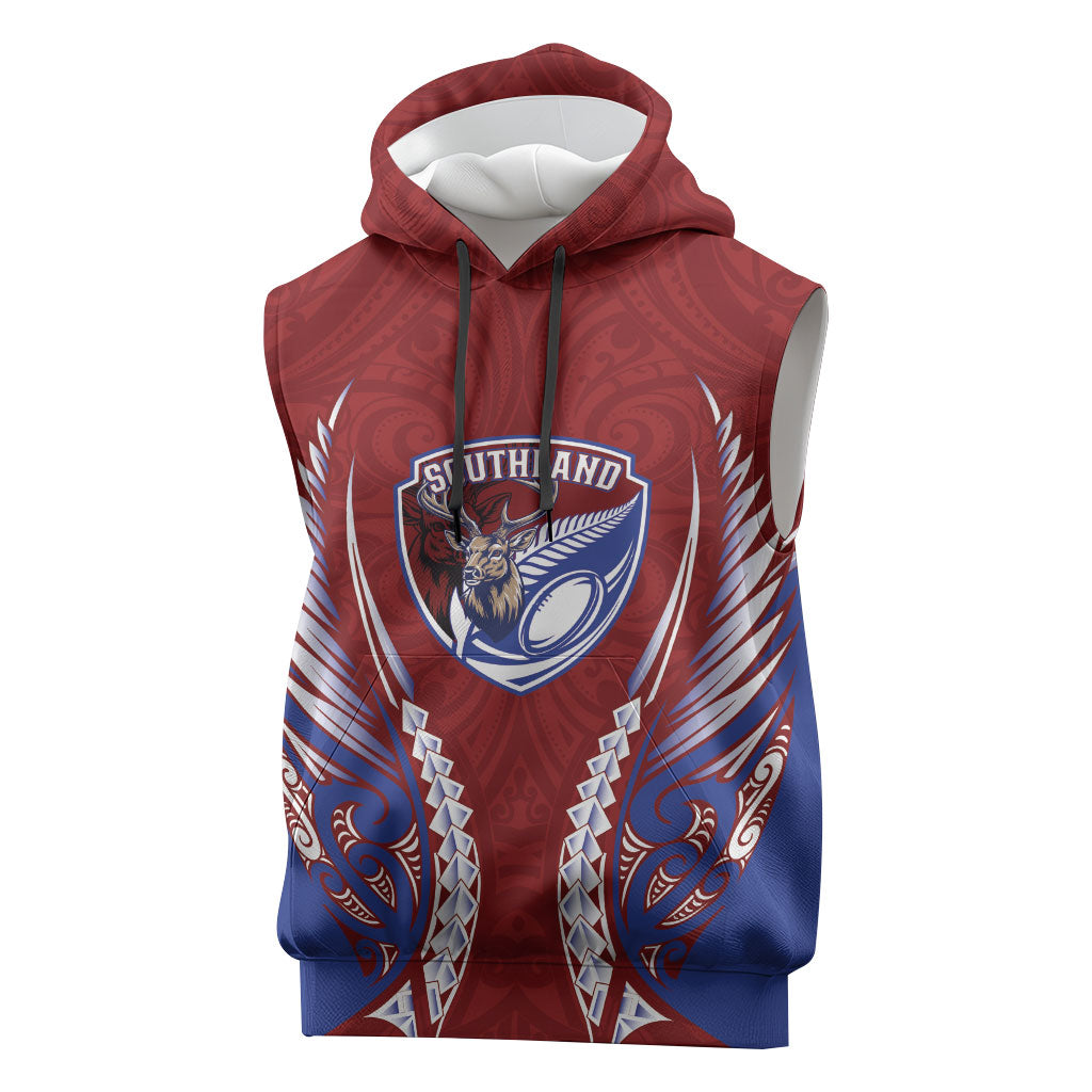 Southland 2026 Rugby Custom Sleeveless Hoodie NZ Maori Silver Fern LT14 Maroon - Polynesian Pride