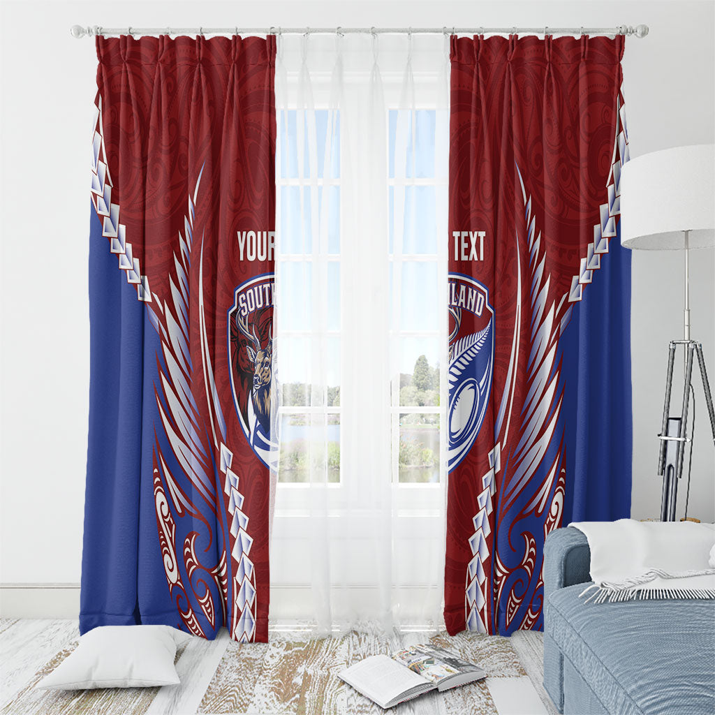 Southland 2026 Rugby Custom Window Curtain NZ Maori Silver Fern