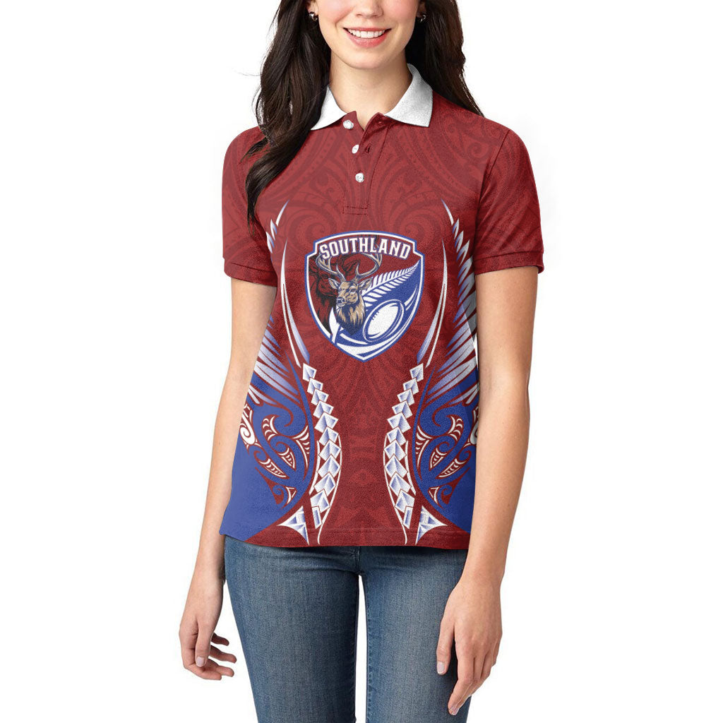 Southland 2026 Rugby Custom Women Polo Shirt NZ Maori Silver Fern