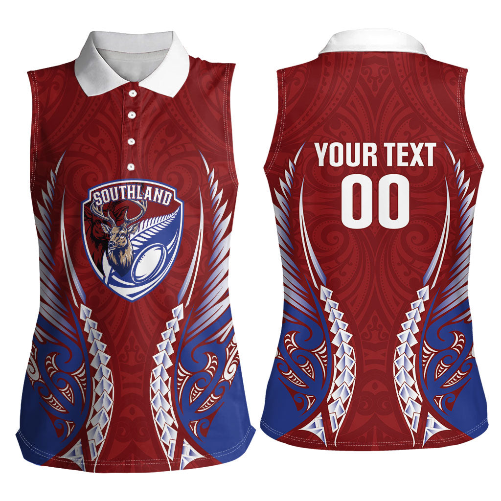 Southland 2026 Rugby Custom Women Sleeveless Polo Shirt NZ Maori Silver Fern LT14 - Polynesian Pride