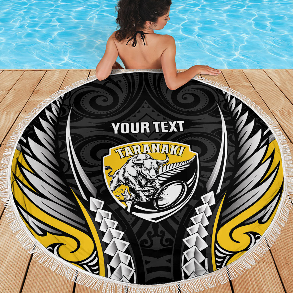 Taranaki 2026 Rugby Custom Beach Blanket NZ Maori Silver Fern LT14 - Polynesian Pride