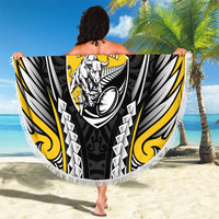 Taranaki 2026 Rugby Custom Beach Blanket NZ Maori Silver Fern LT14 - Polynesian Pride