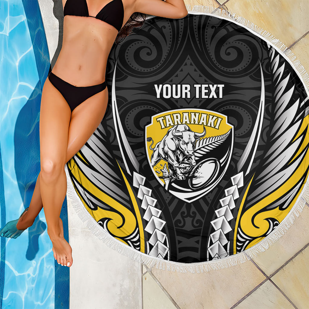 Taranaki 2026 Rugby Custom Beach Blanket NZ Maori Silver Fern LT14 - Polynesian Pride