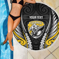 Taranaki 2026 Rugby Custom Beach Blanket NZ Maori Silver Fern LT14 - Polynesian Pride