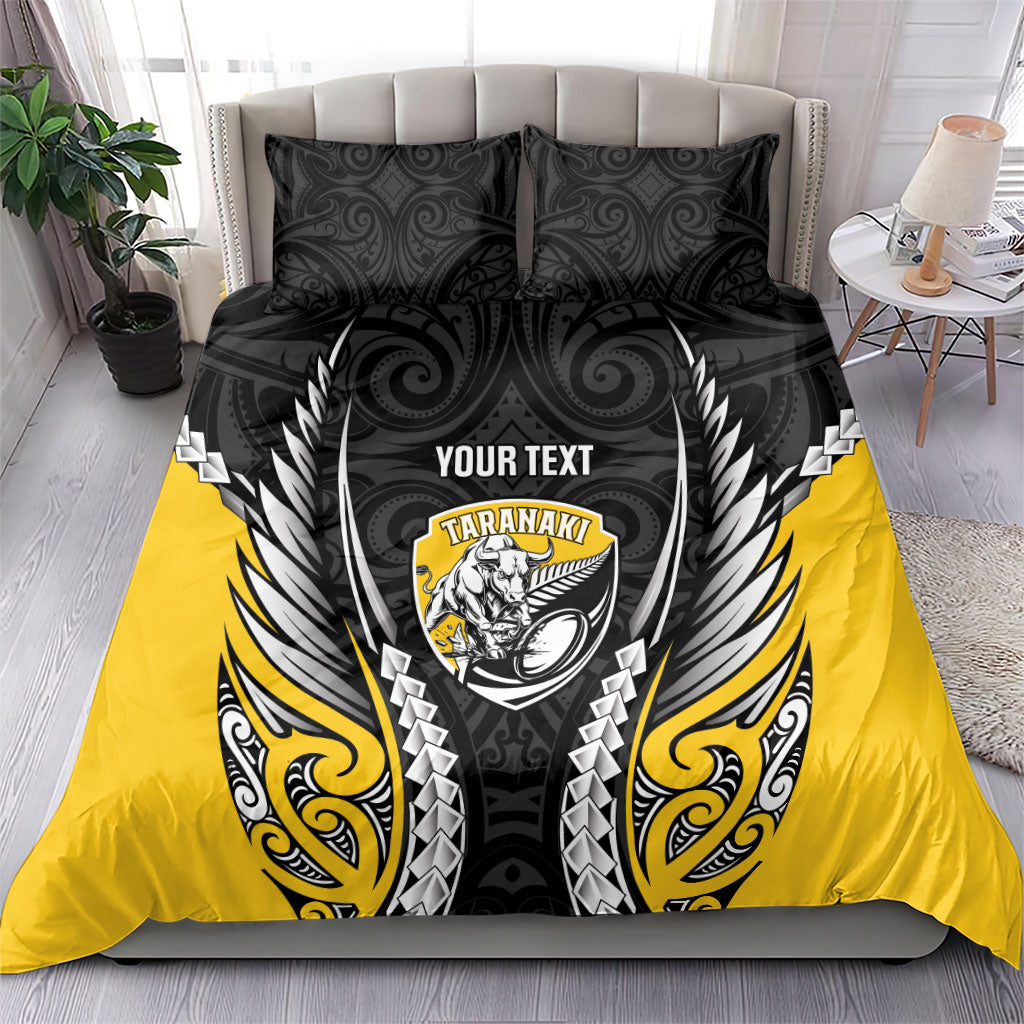Taranaki 2026 Rugby Custom Bedding Set NZ Maori Silver Fern