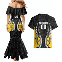 Taranaki 2026 Rugby Custom Couples Matching Mermaid Dress and Hawaiian Shirt NZ Maori Silver Fern LT14 - Polynesian Pride