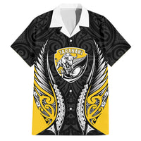 Taranaki 2026 Rugby Custom Family Matching Off The Shoulder Long Sleeve Dress and Hawaiian Shirt NZ Maori Silver Fern LT14 Dad's Shirt - Short Sleeve Black - Polynesian Pride