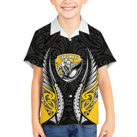 Taranaki 2026 Rugby Custom Family Matching Off Shoulder Short Dress and Hawaiian Shirt NZ Maori Silver Fern LT14 Son's Shirt Black - Polynesian Pride