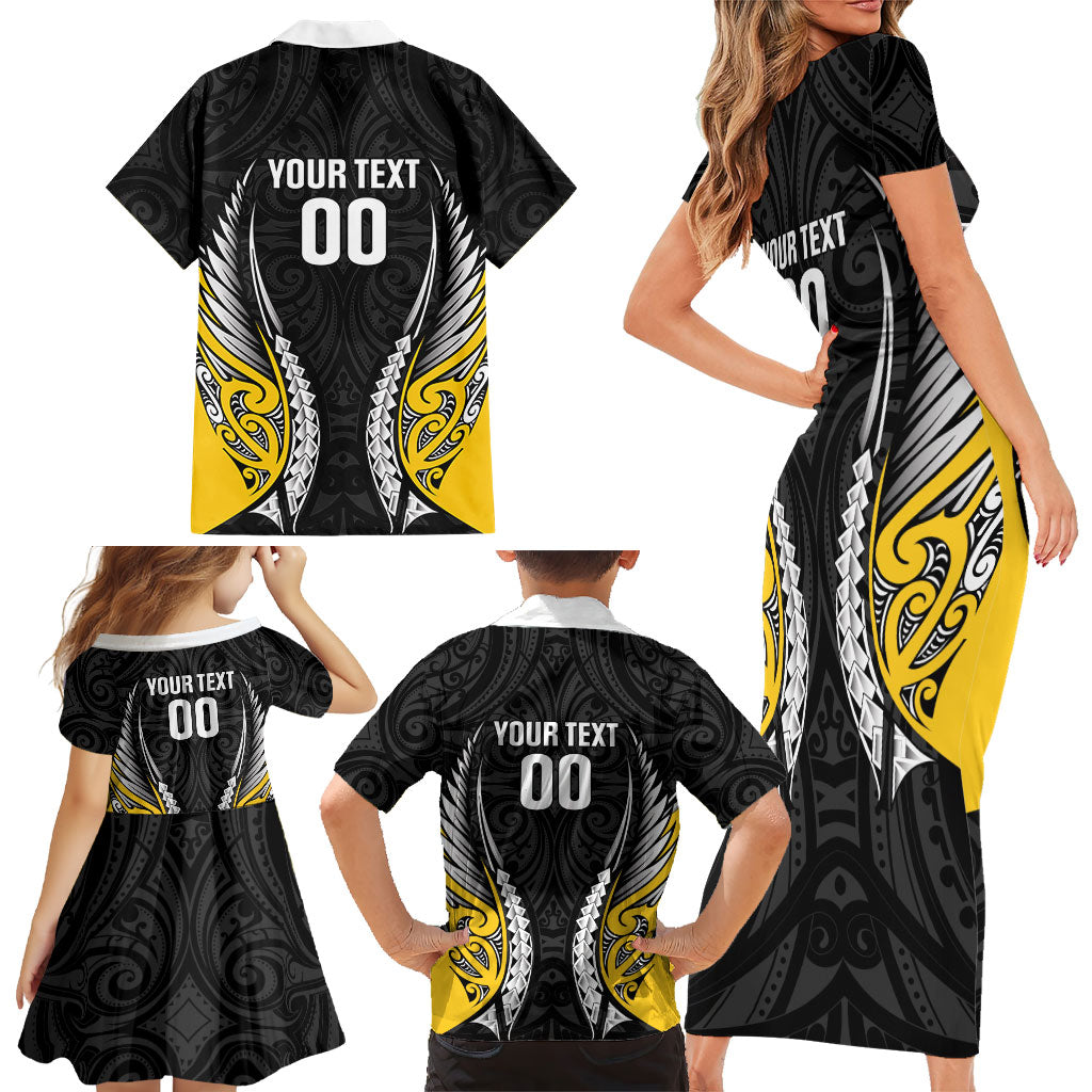 Taranaki 2026 Rugby Custom Family Matching Short Sleeve Bodycon Dress and Hawaiian Shirt NZ Maori Silver Fern LT14 - Polynesian Pride