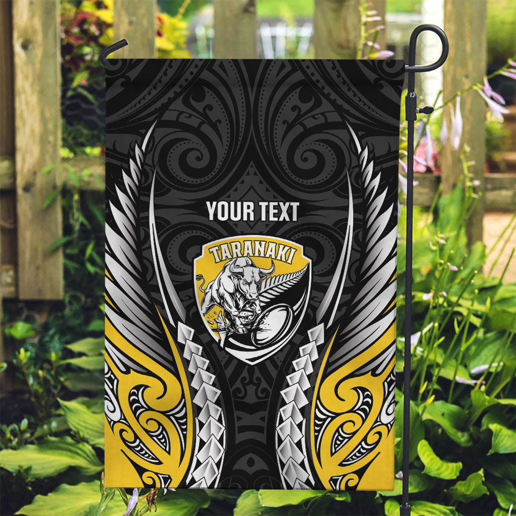 Taranaki 2026 Rugby Custom Garden Flag NZ Maori Silver Fern LT14 Garden Flag Black - Polynesian Pride