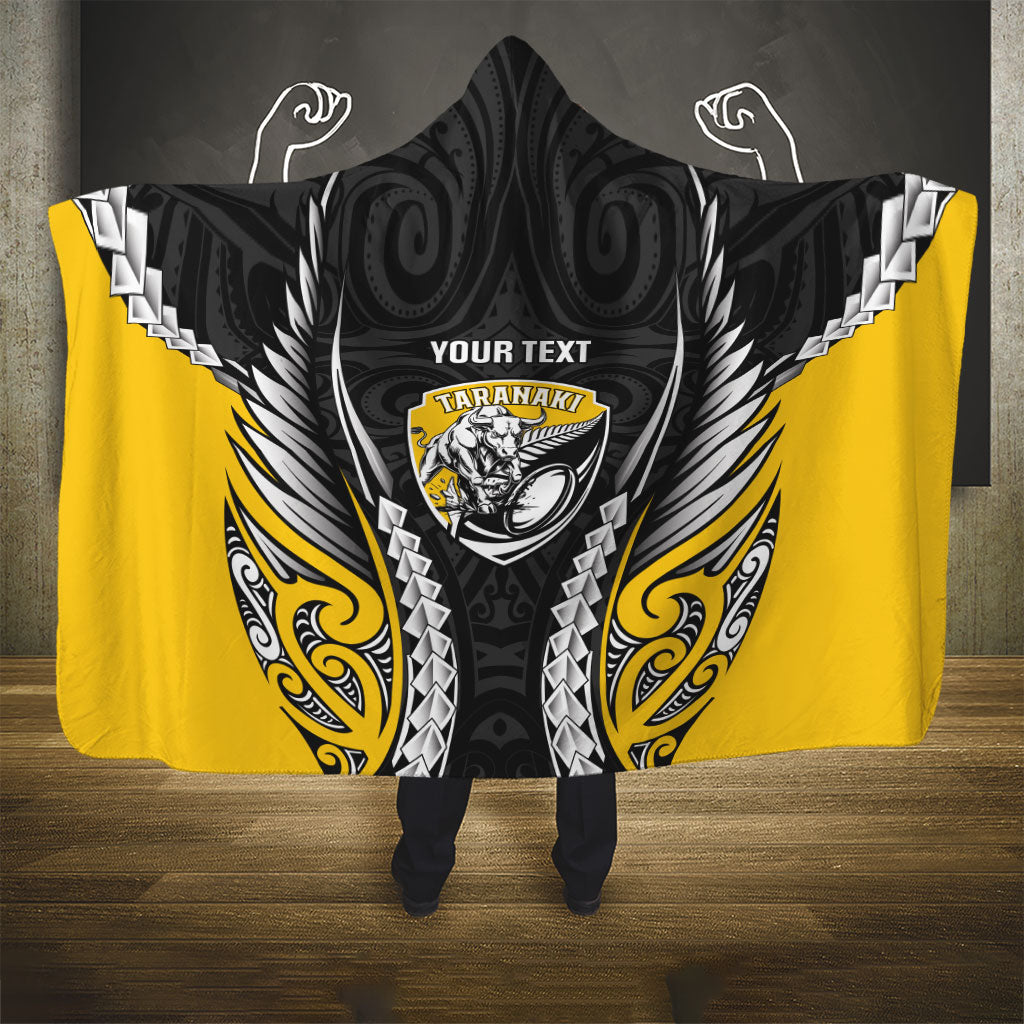 Taranaki 2026 Rugby Custom Hooded Blanket NZ Maori Silver Fern