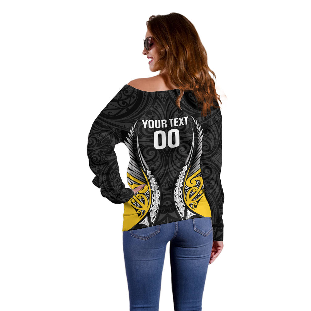 Taranaki 2026 Rugby Custom Off Shoulder Sweater NZ Maori Silver Fern
