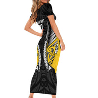 Taranaki 2026 Rugby Custom Short Sleeve Bodycon Dress NZ Maori Silver Fern