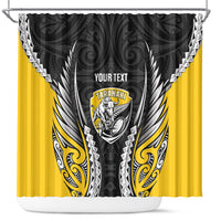 Taranaki 2026 Rugby Custom Shower Curtain NZ Maori Silver Fern