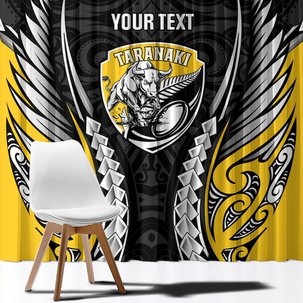 Taranaki 2026 Rugby Custom Window Curtain NZ Maori Silver Fern