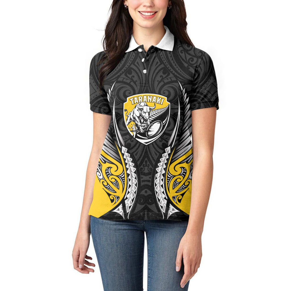 Taranaki 2026 Rugby Custom Women Polo Shirt NZ Maori Silver Fern LT14 - Polynesian Pride