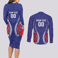 Tasman Bay 2026 Rugby Custom Couples Matching Long Sleeve Bodycon Dress and Long Sleeve Button Shirt NZ Maori Silver Fern LT14 - Polynesian Pride