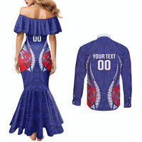 Tasman Bay 2026 Rugby Custom Couples Matching Mermaid Dress and Long Sleeve Button Shirt NZ Maori Silver Fern LT14 - Polynesian Pride