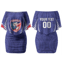 Tasman Bay 2026 Rugby Custom Couples Matching Off Shoulder Short Dress and Long Sleeve Button Shirt NZ Maori Silver Fern LT14 - Polynesian Pride