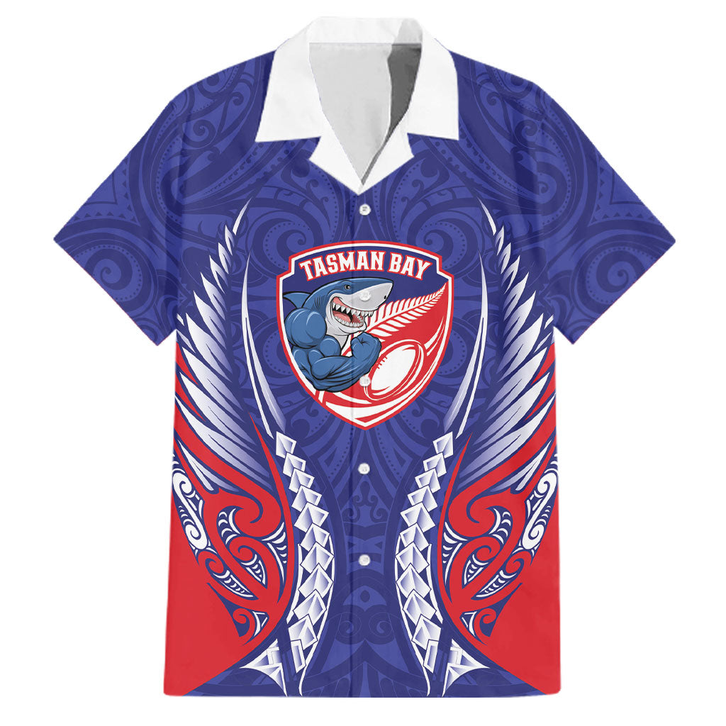 Tasman Bay 2026 Rugby Custom Family Matching Long Sleeve Bodycon Dress and Hawaiian Shirt NZ Maori Silver Fern LT14 Dad's Shirt - Short Sleeve Blue - Polynesian Pride