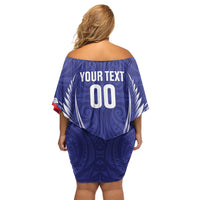 Tasman Bay 2026 Rugby Custom Family Matching Off Shoulder Short Dress and Hawaiian Shirt NZ Maori Silver Fern LT14 - Polynesian Pride