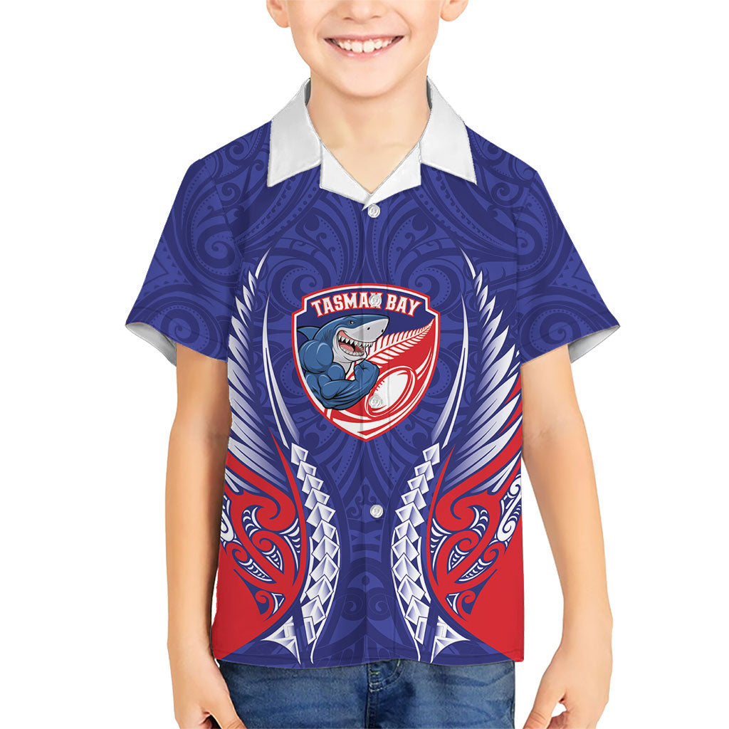 Tasman Bay 2026 Rugby Custom Family Matching Summer Maxi Dress and Hawaiian Shirt NZ Maori Silver Fern LT14 Son's Shirt Blue - Polynesian Pride