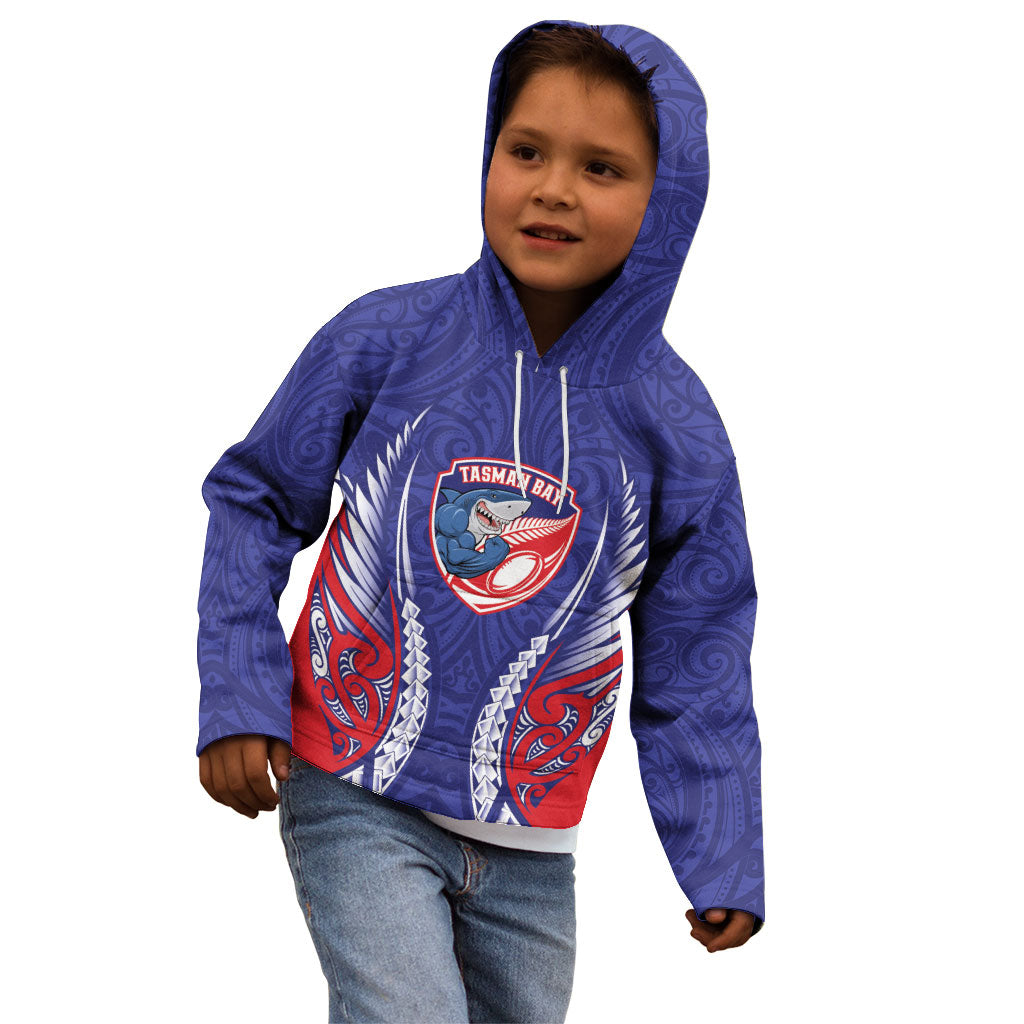 Tasman Bay 2026 Rugby Custom Kid Hoodie NZ Maori Silver Fern LT14 - Polynesian Pride