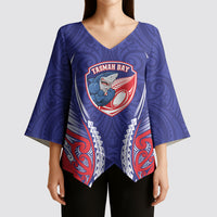 Tasman Bay 2026 Rugby Custom Kimono Sleeve Blouse NZ Maori Silver Fern