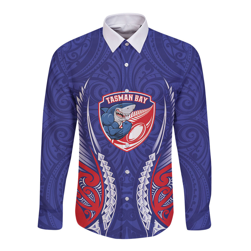 Tasman Bay 2026 Rugby Custom Long Sleeve Button Shirt NZ Maori Silver Fern
