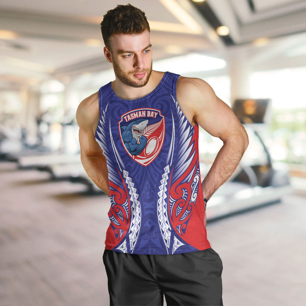 Tasman Bay 2026 Rugby Custom Men Tank Top NZ Maori Silver Fern LT14 Blue - Polynesian Pride