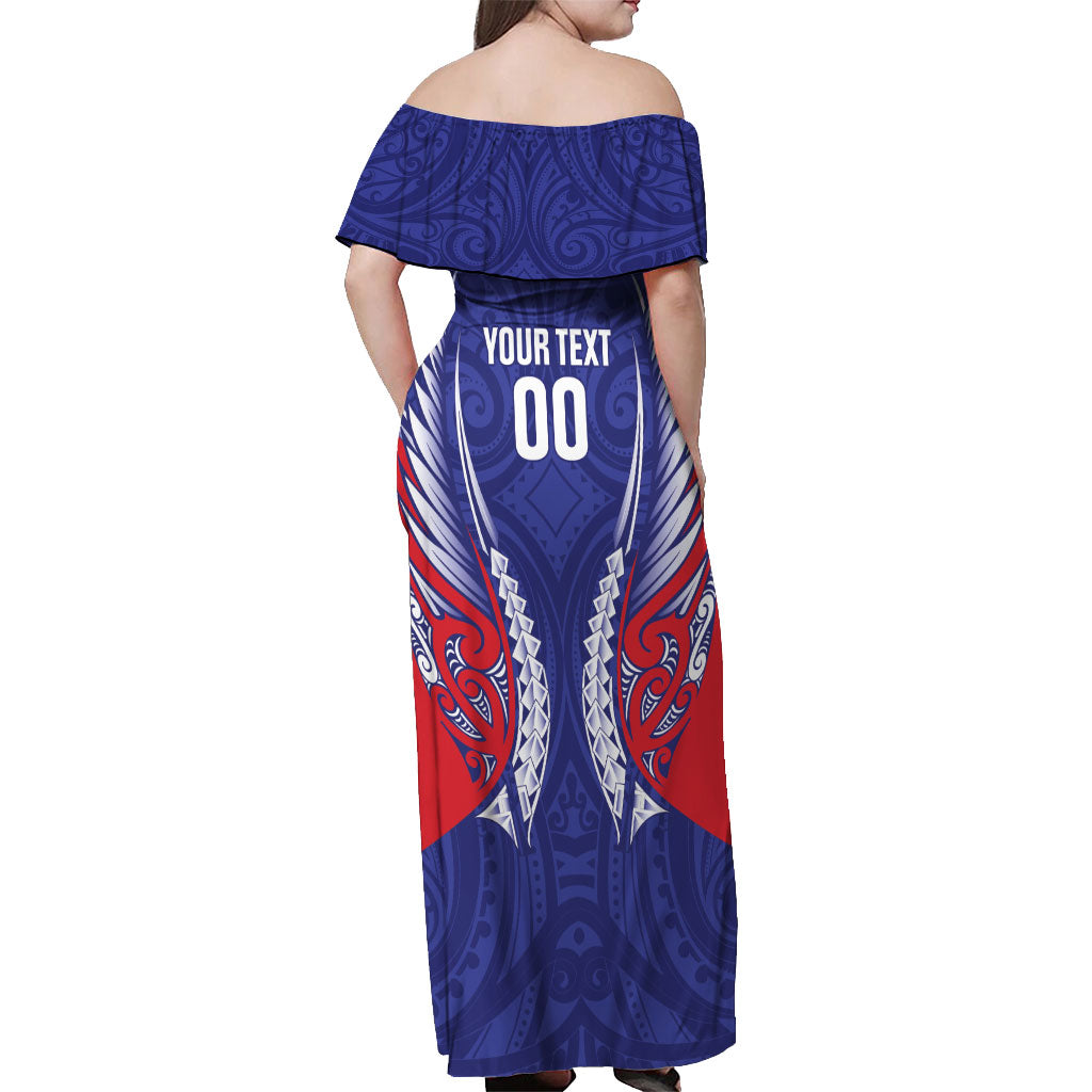 Tasman Bay 2026 Rugby Custom Off Shoulder Maxi Dress NZ Maori Silver Fern