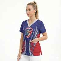 Tasman Bay 2026 Rugby Custom Scrub Top NZ Maori Silver Fern