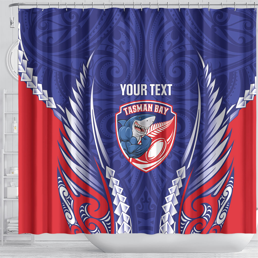 Tasman Bay 2026 Rugby Custom Shower Curtain NZ Maori Silver Fern
