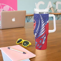 Tasman Bay 2026 Rugby Custom Tumbler With Handle NZ Maori Silver Fern LT14 - Polynesian Pride