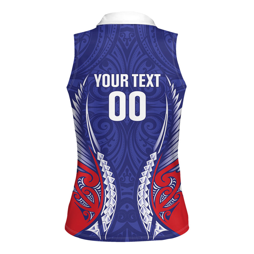 Tasman Bay 2026 Rugby Custom Women Sleeveless Polo Shirt NZ Maori Silver Fern LT14 - Polynesian Pride