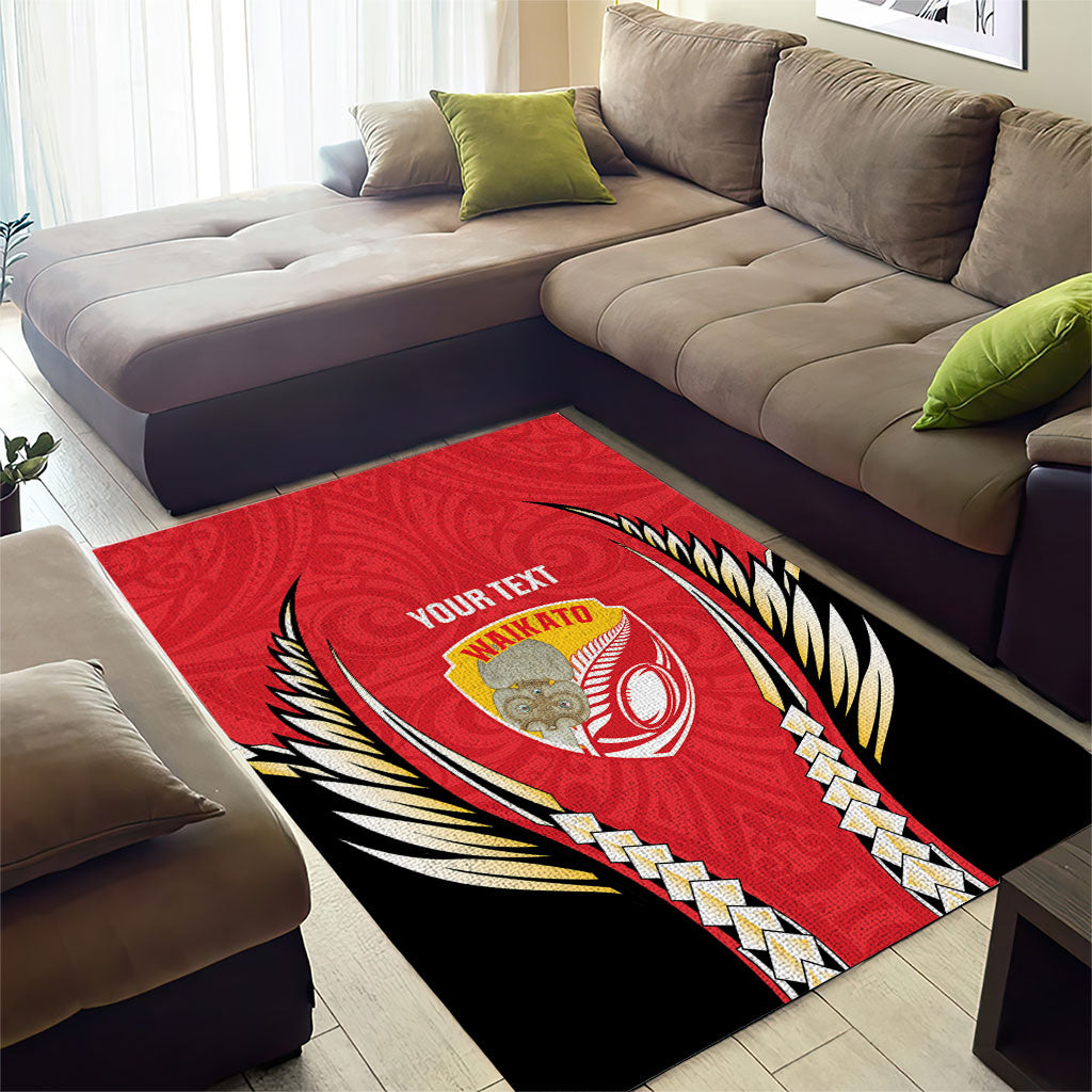 Waikato 2026 Rugby Custom Area Rug NZ Maori Silver Fern