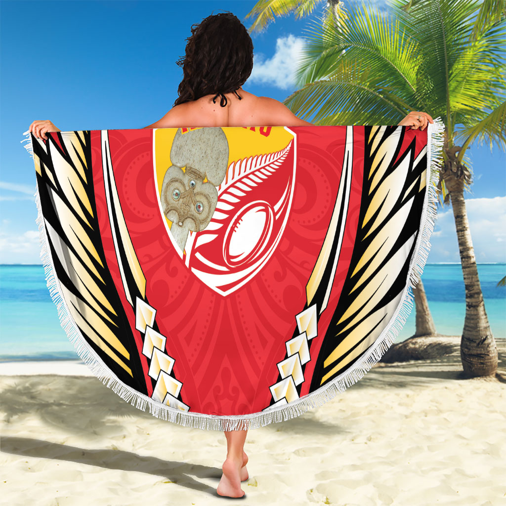 Waikato 2026 Rugby Custom Beach Blanket NZ Maori Silver Fern