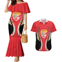 Waikato 2026 Rugby Custom Couples Matching Mermaid Dress and Hawaiian Shirt NZ Maori Silver Fern LT14 Red - Polynesian Pride