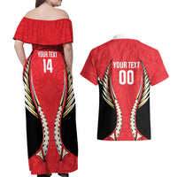 Waikato 2026 Rugby Custom Couples Matching Off Shoulder Maxi Dress and Hawaiian Shirt NZ Maori Silver Fern LT14 - Polynesian Pride