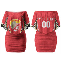 Waikato 2026 Rugby Custom Couples Matching Off Shoulder Short Dress and Long Sleeve Button Shirt NZ Maori Silver Fern LT14 - Polynesian Pride