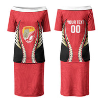 Waikato 2026 Rugby Custom Couples Matching Puletasi and Long Sleeve Button Shirt NZ Maori Silver Fern LT14 - Polynesian Pride