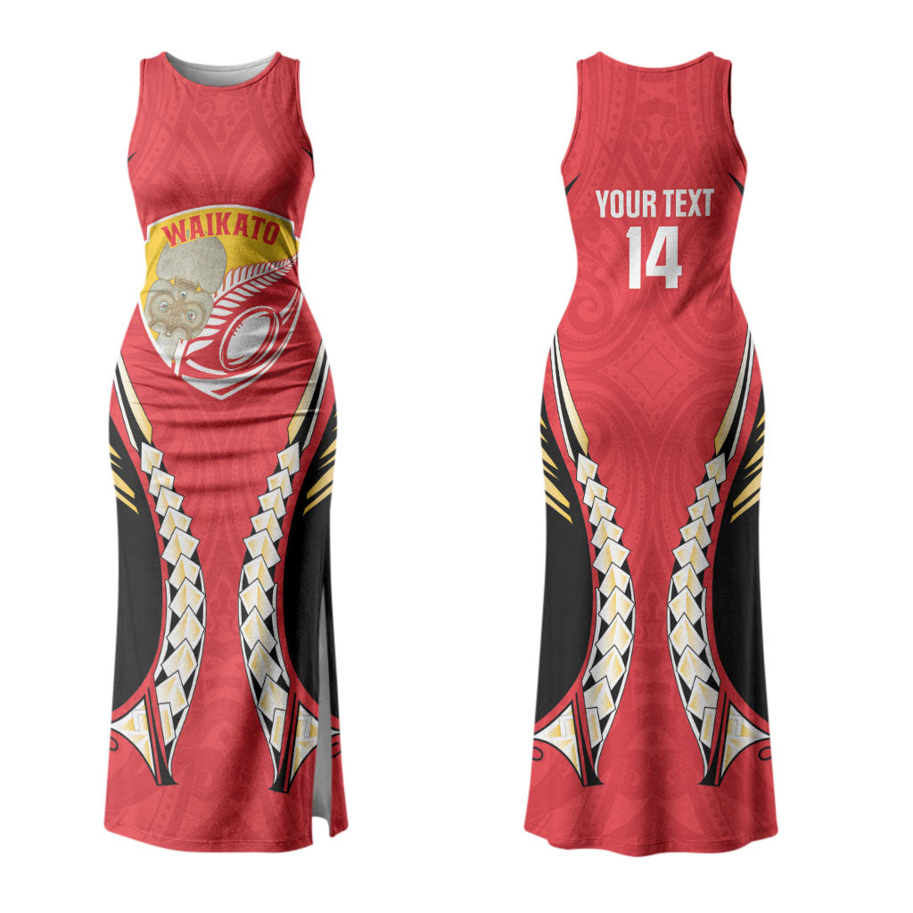 Waikato 2026 Rugby Custom Couples Matching Tank Maxi Dress and Long Sleeve Button Shirt NZ Maori Silver Fern LT14 - Polynesian Pride
