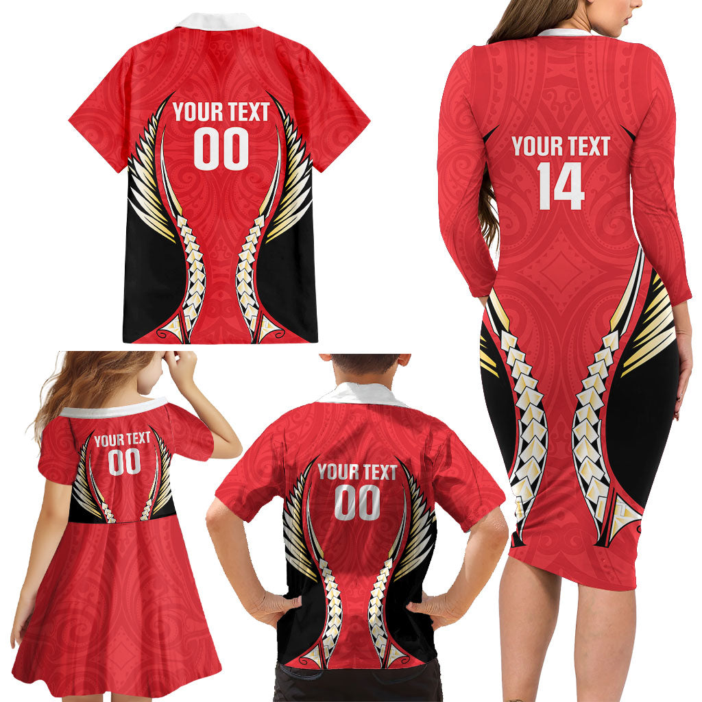 Waikato 2026 Rugby Custom Family Matching Long Sleeve Bodycon Dress and Hawaiian Shirt NZ Maori Silver Fern LT14 - Polynesian Pride